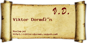Viktor Dormán névjegykártya